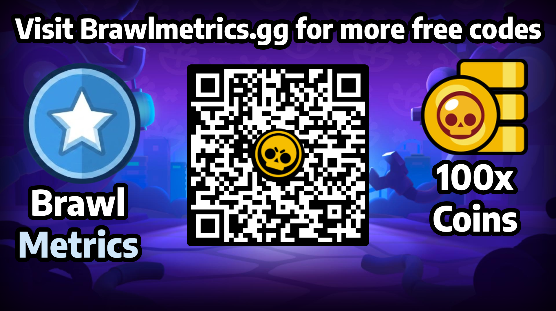 Free QR code to redeem 100x Coins in Brawl Stars